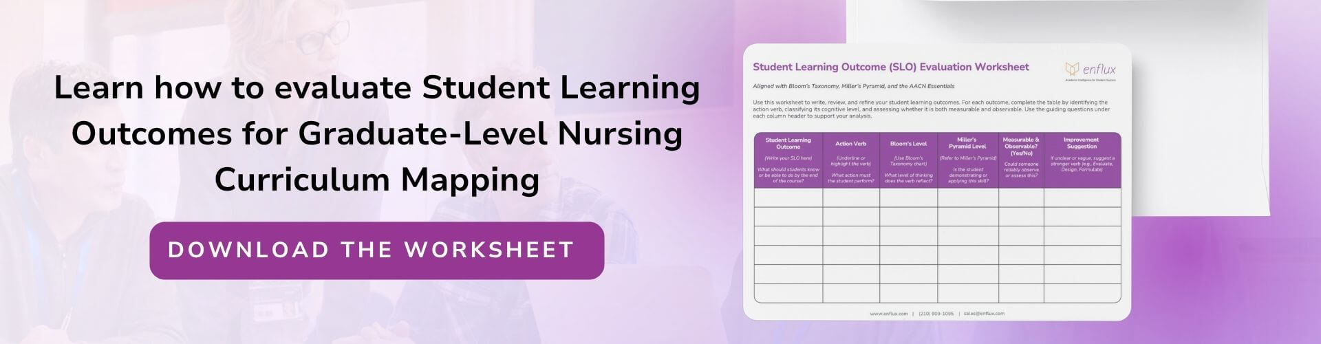 Student Learning Outcomes Evaluation Worksheet for Nursing Program Curriculum